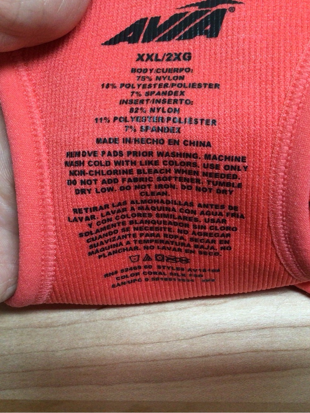 Avia Coral Seamless Racerback Sports Bra - Heathered Coral - Picture 4 of 5